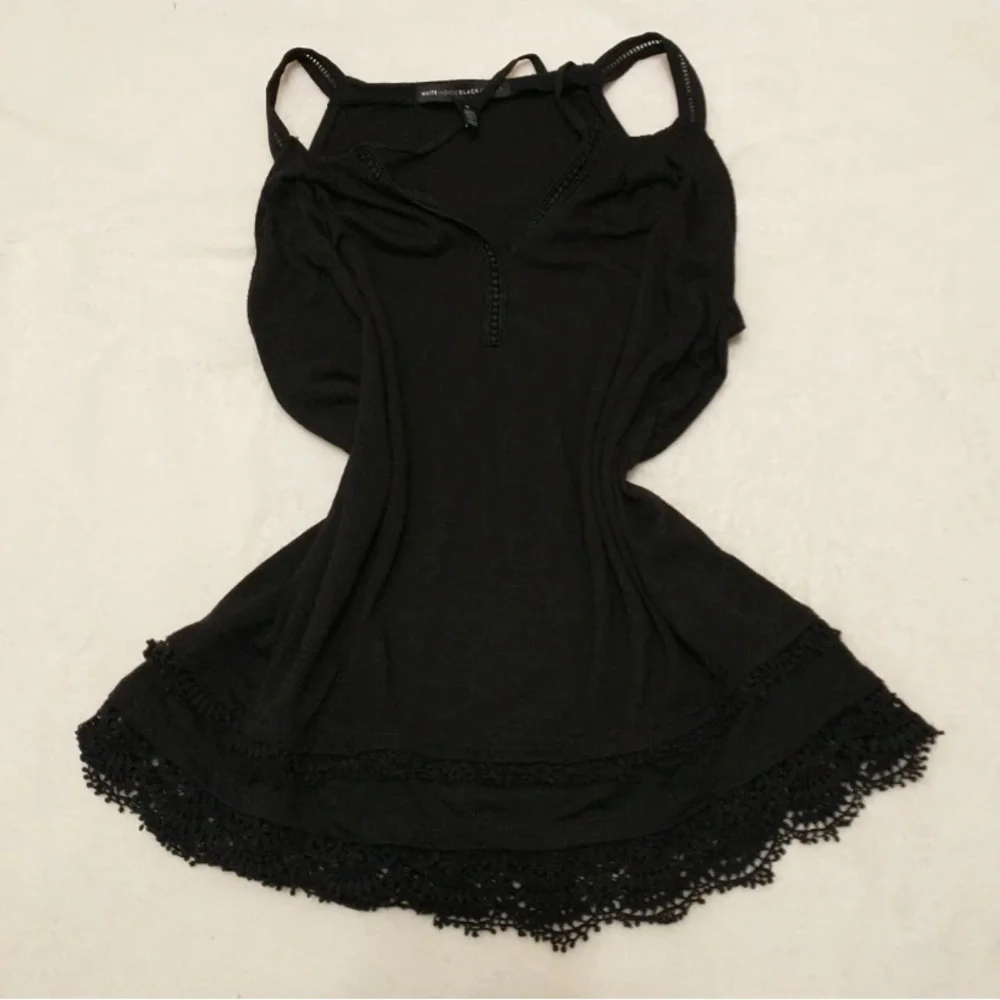 White House Black Market Black Crochet Trim Top